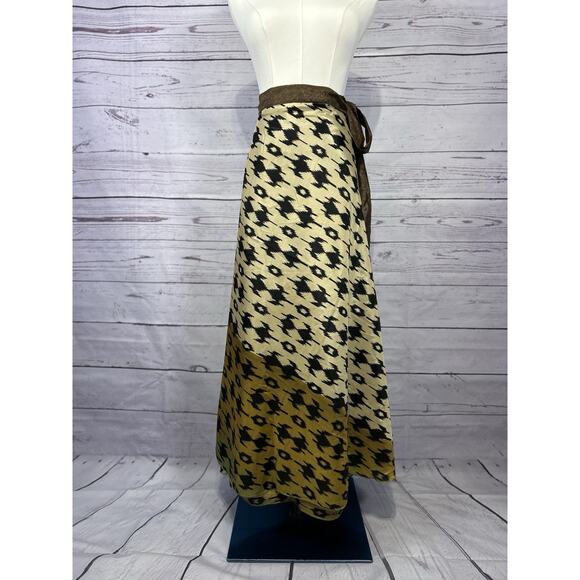 Earthbound Trading Co. Geometric Multicolor Silk Wrap Skirt - Picture 2 of 10
